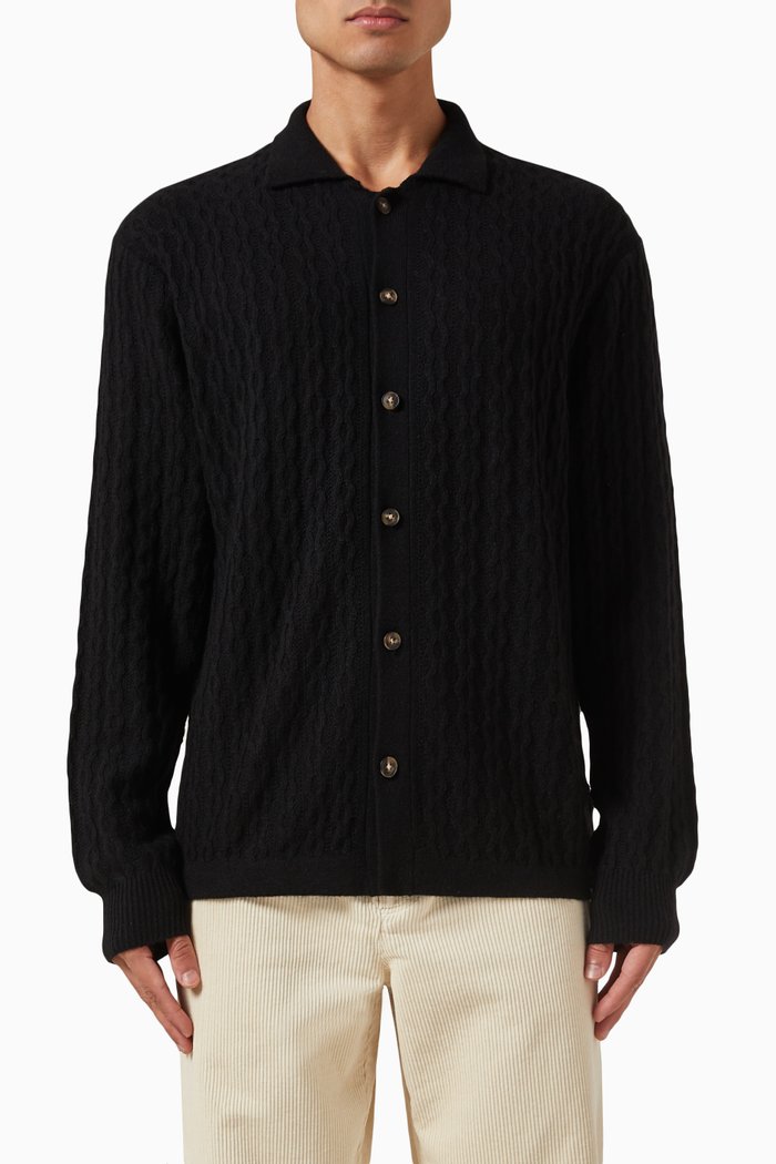 

Garret Shirt in Wool Blend Knit, Black