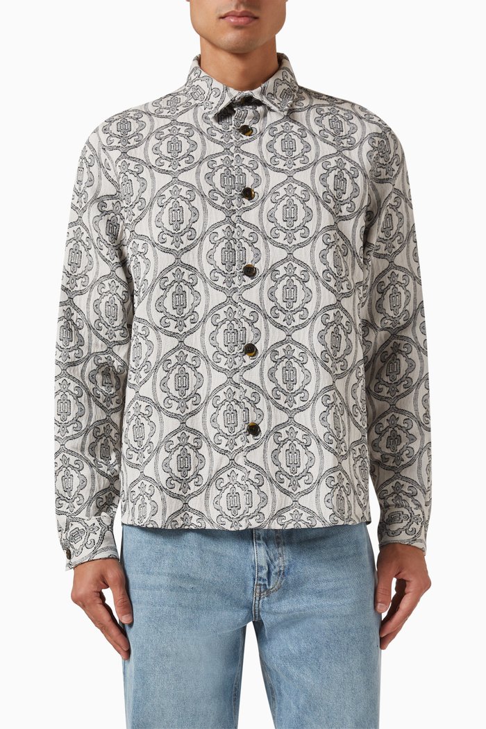 

Akira Jacquard Overshirt in Cotton-blend, Neutral