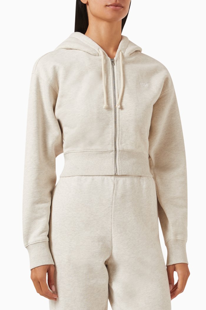 

Fallon Cropped Hoodie in Cotton-fleece, Neutral