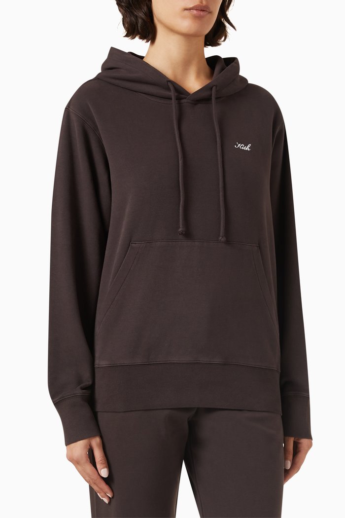 

Fallon Cropped Hoodie in Cotton-fleece, Brown