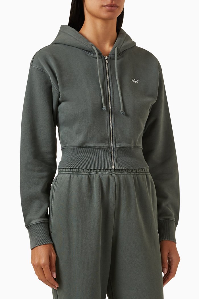 

Fallon Cropped Hoodie in Cotton-fleece, Grey