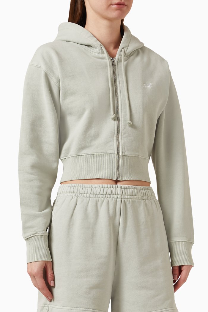 

Fallon Cropped Hoodie in Cotton-fleece, Grey