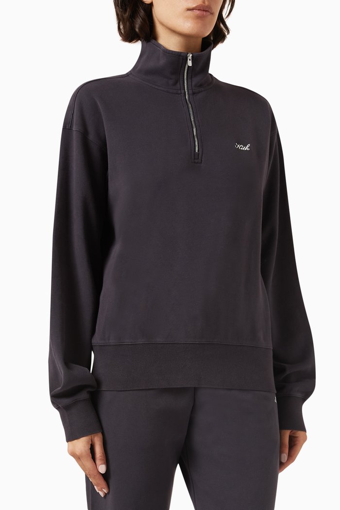 

Hunter Quarter Zip Sweatshirt in Cotton-interlock, Black