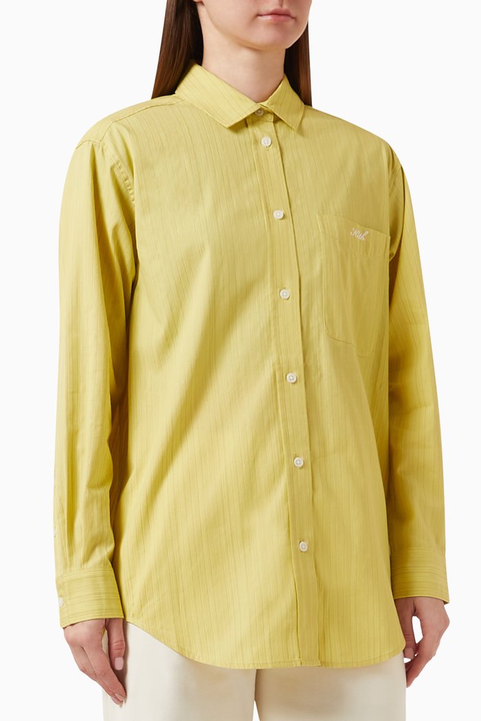 

Ora II Dobby Logo Shirt in Cotton, Green
