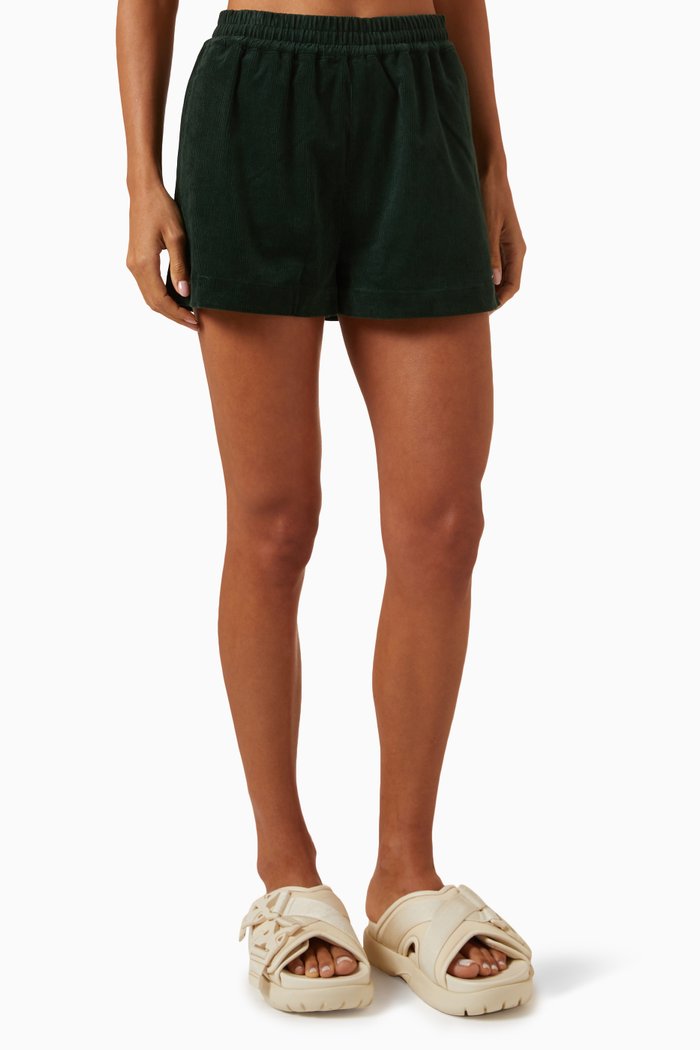 Erika Shorts in Cotton Dobby-poplin, Green