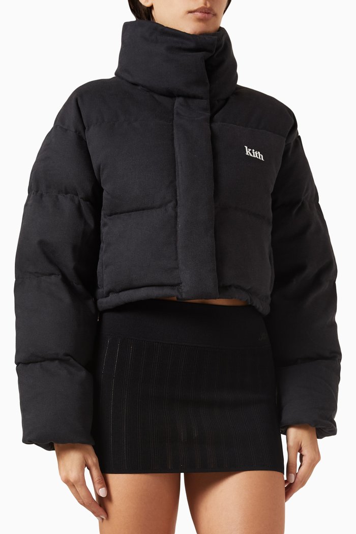 

Shae Cropped Puffer Jacket in Cotton, Black
