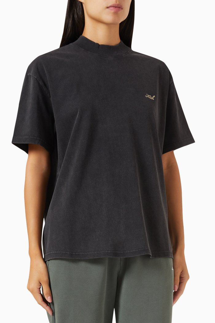

Brenna Mockneck T-shirt in Cotton-jersey, Black