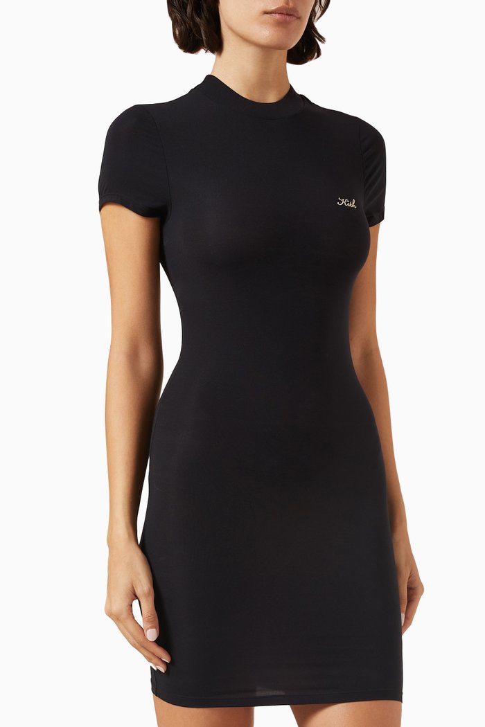 

Mulberry Logo Embroidered Mini Dress, Black