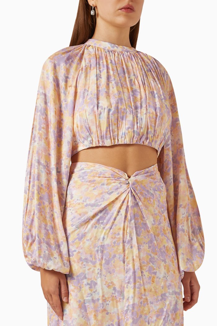 

Aria Floral-print Crop Top, Pink