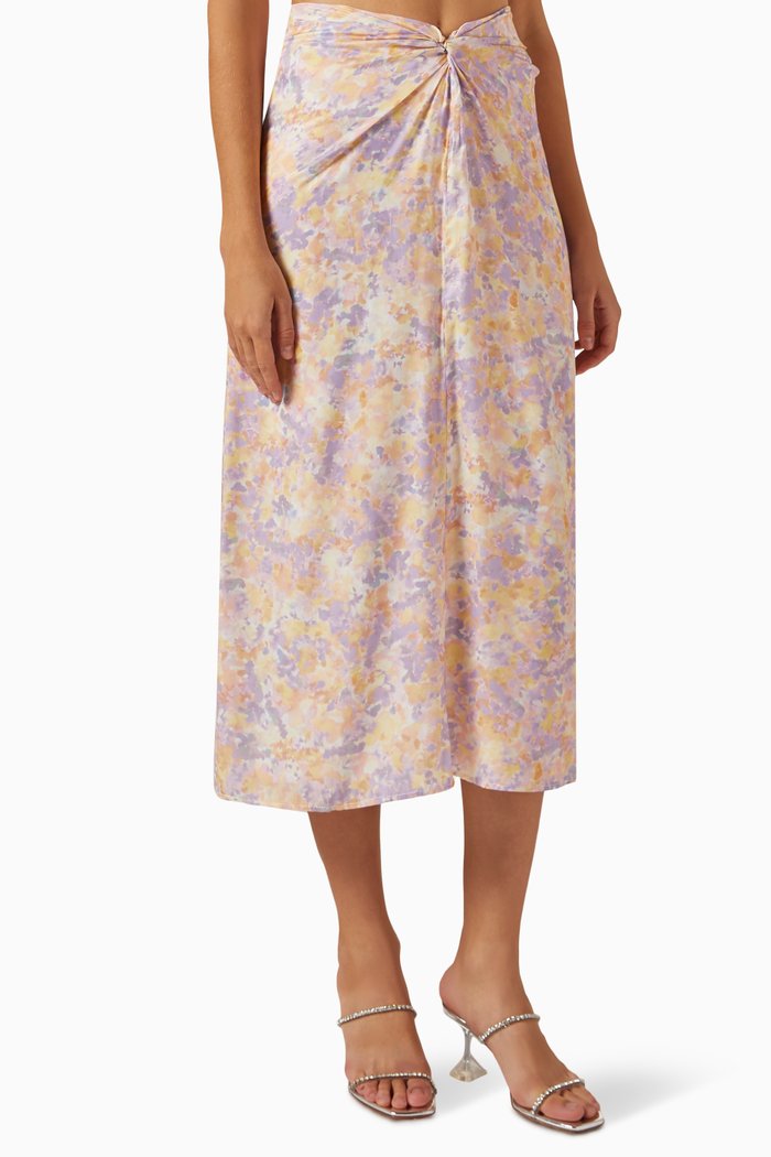 

Aria Floral-print Midi Skirt, Pink