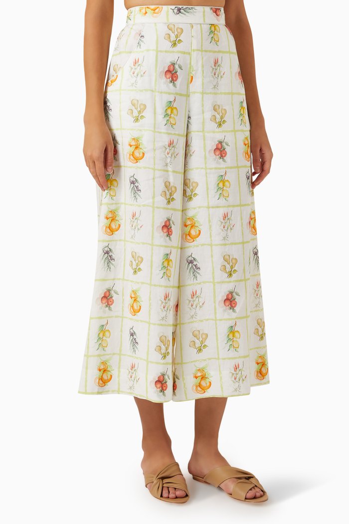 

Vigneto Marilyn Wide-leg Pants in Linen, Multicolour