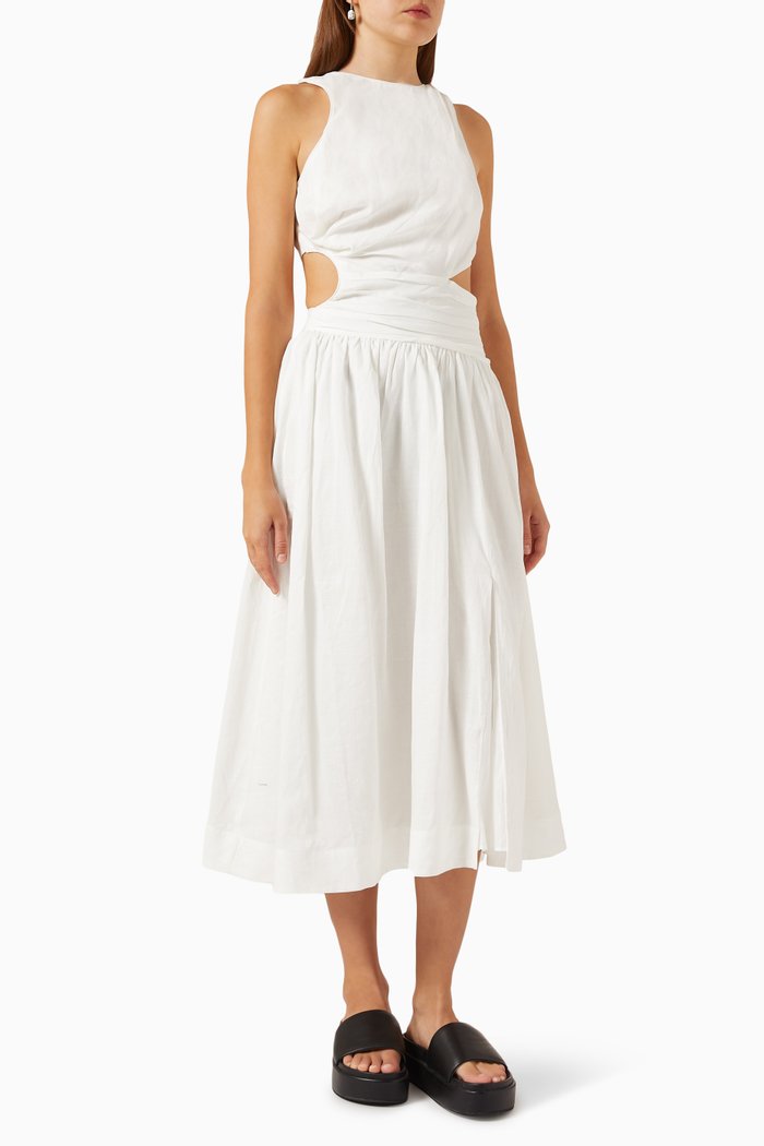 

Amalfi Midi Dress in Linen, White