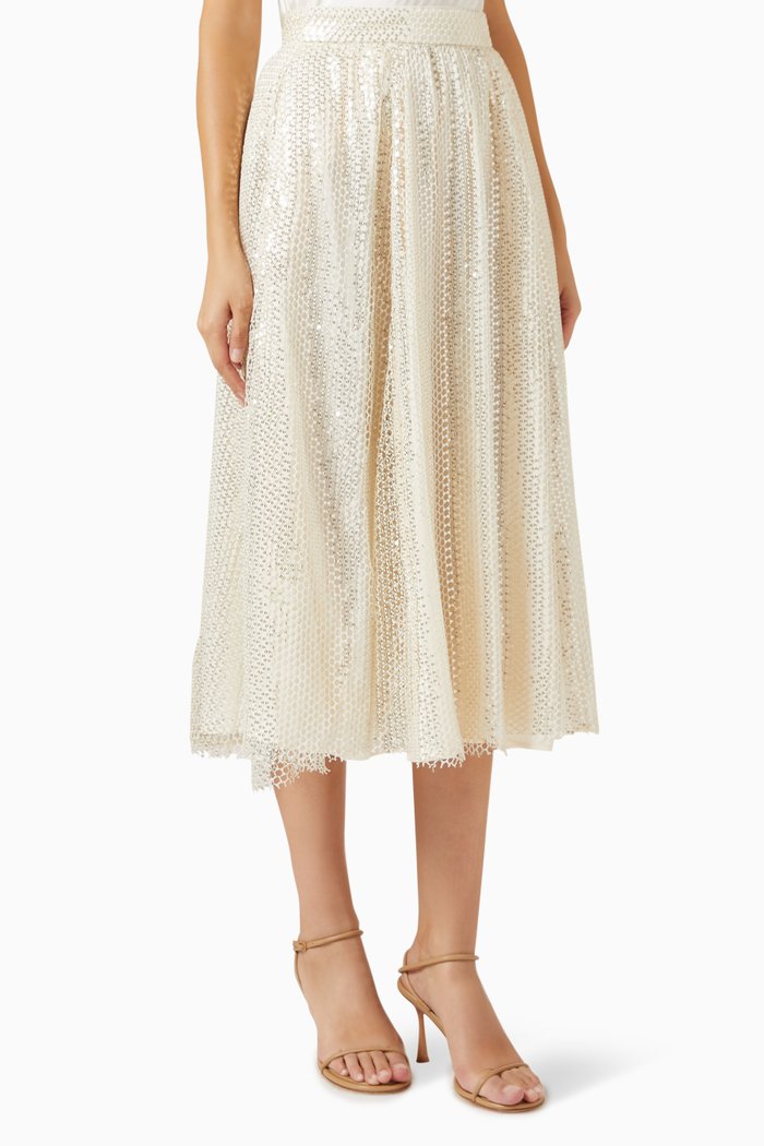 

Rebecca Sequin-embellished Midi Skirt in Mesh, Multicolour