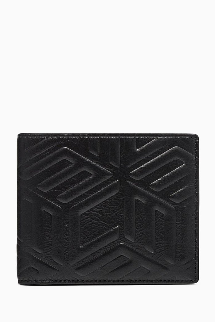 

Small Aren Bifold Wallet in Crushed Cubic Leather, Black