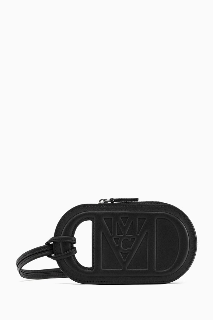 

Mode Travia Logo Card Holder in Spanish Nappa Leather, Black