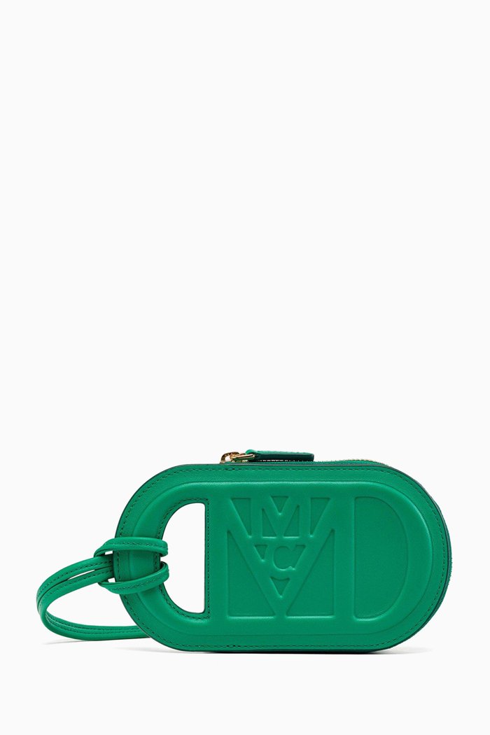 

Mode Travia Logo Card Holder in Spanish Nappa Leather, Green