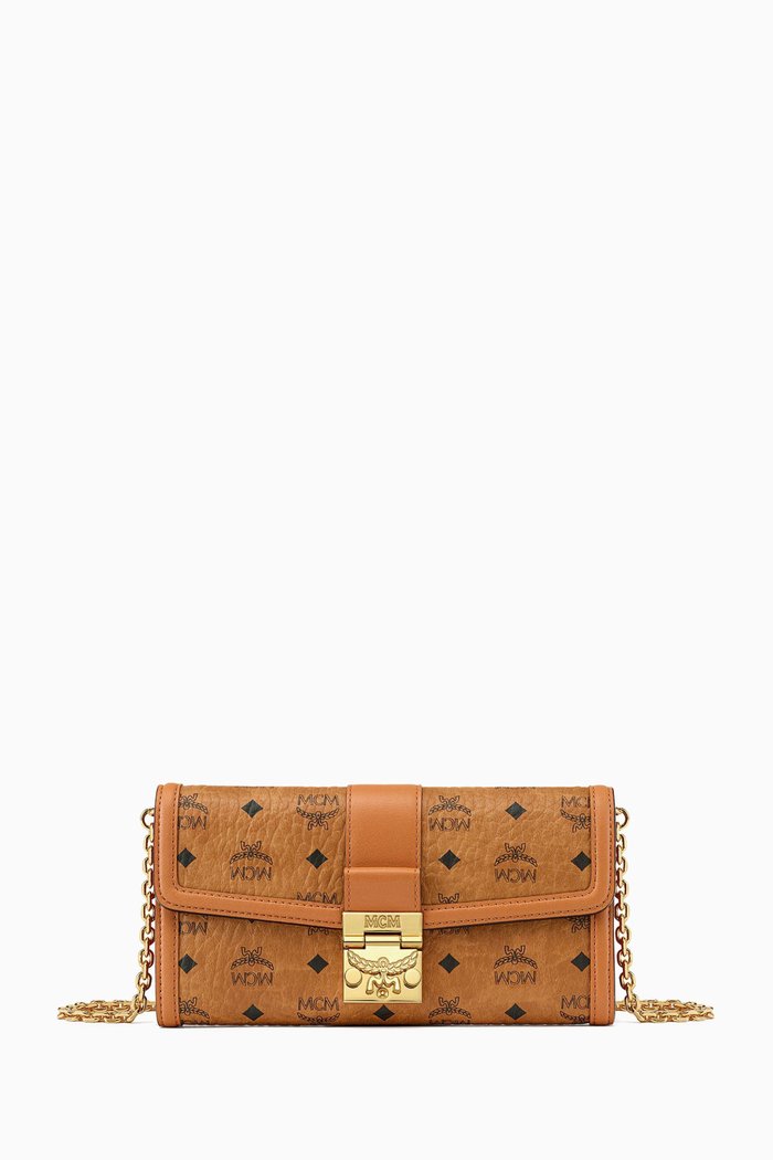 

Large Tracy Chain Wallet in Visetos, Brown