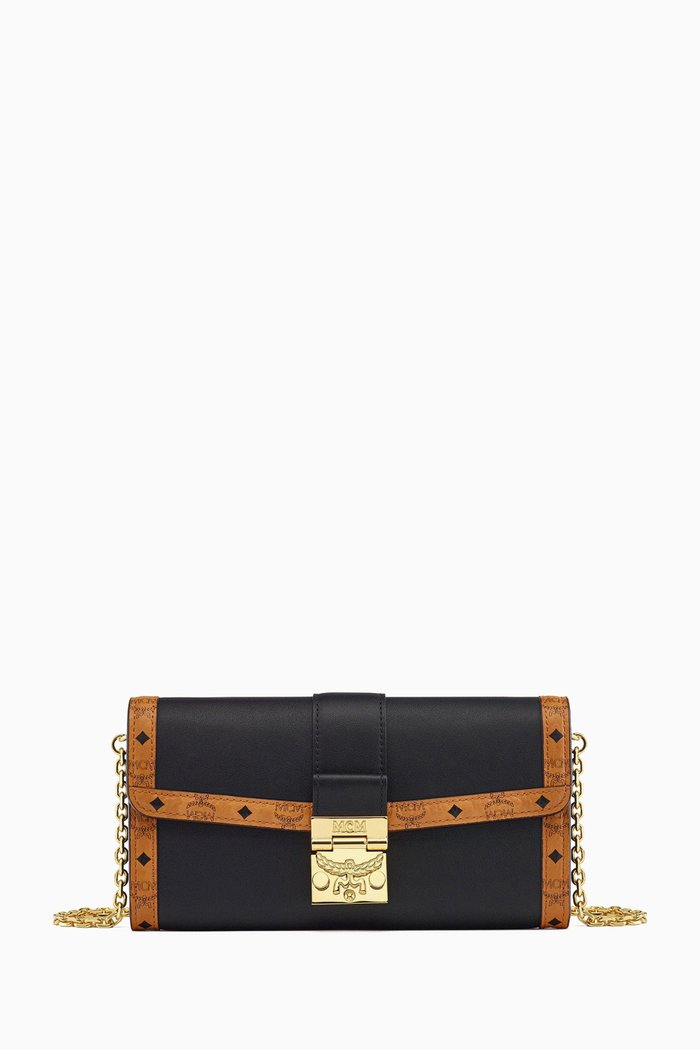 

Large Tracy Chain Wallet in Leather Visetos Mix, Black