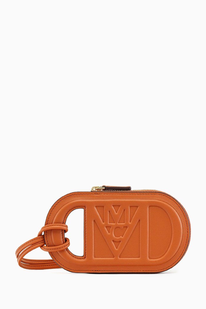 

Mode Travia Logo Card Holder in Spanish Nappa Leather, Brown