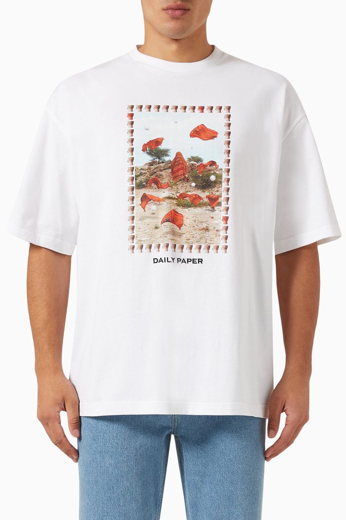 Rashad Graphic Print T-shirt in Cotton, White