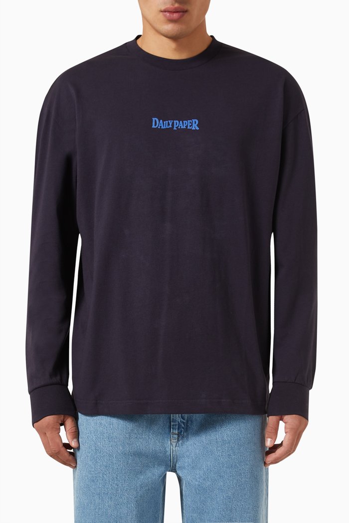 

Rami Motif T-shirt in Cotton, Blue