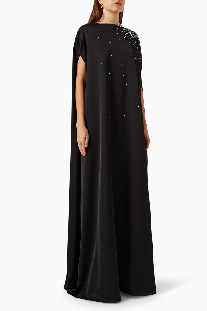 

Kikia Embellished Maxi Dress in Crepe-satin, Black