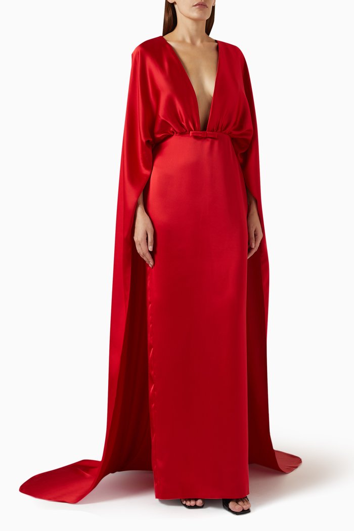 

Maldives Maxi Dress in Satin, Red