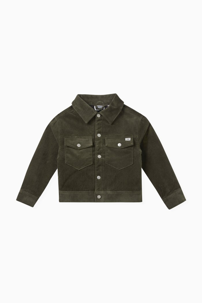 

Textured Oversized-fit Trucker Jacket in Stretch-cotton, Green