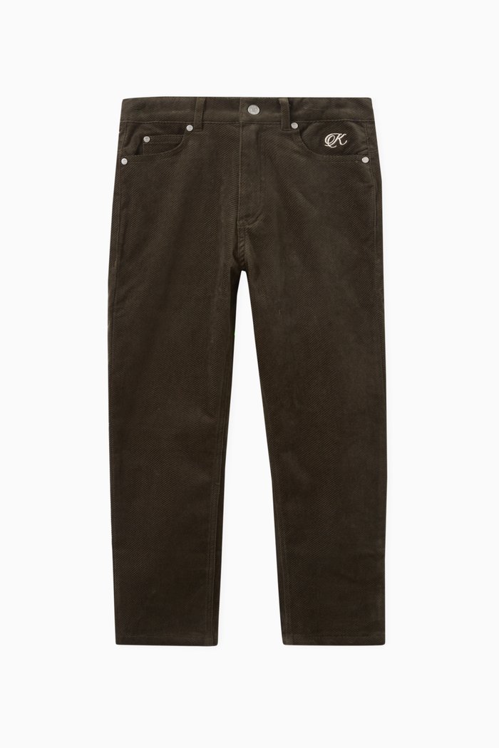 

Textured Rye Pants in Stretch-cotton, Green