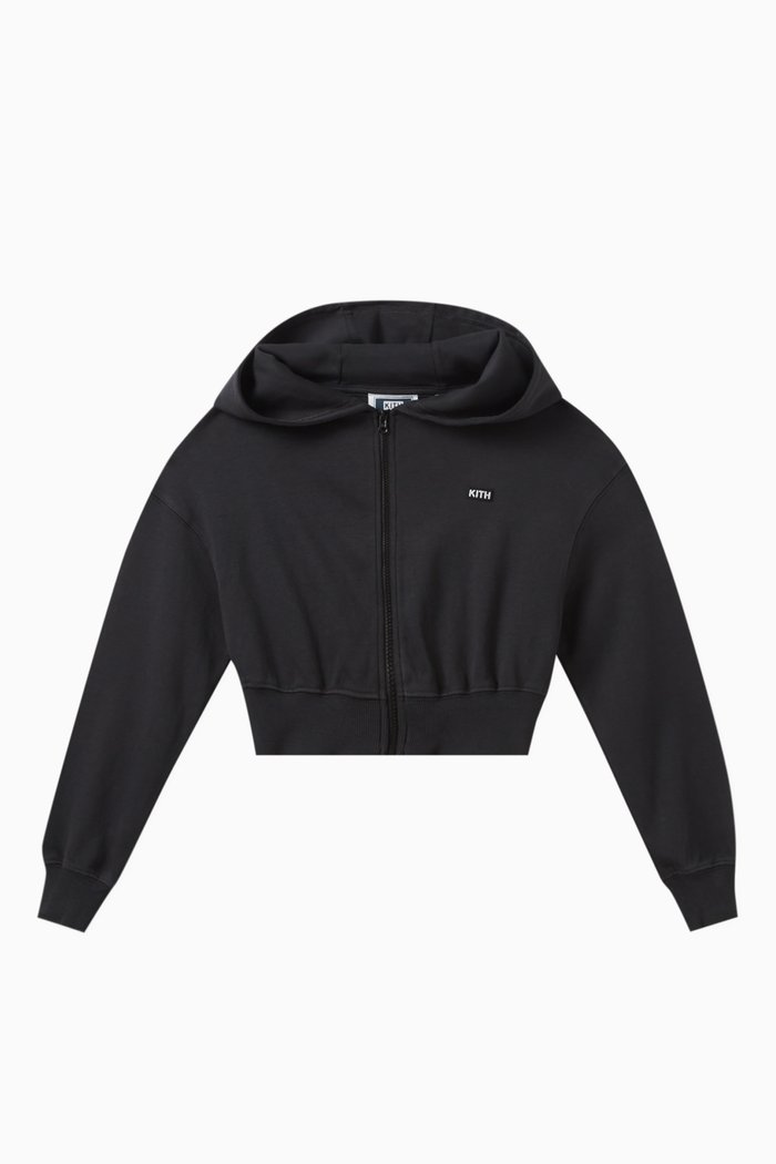 

Fallon Cropped Hoodie in Cotton, Black