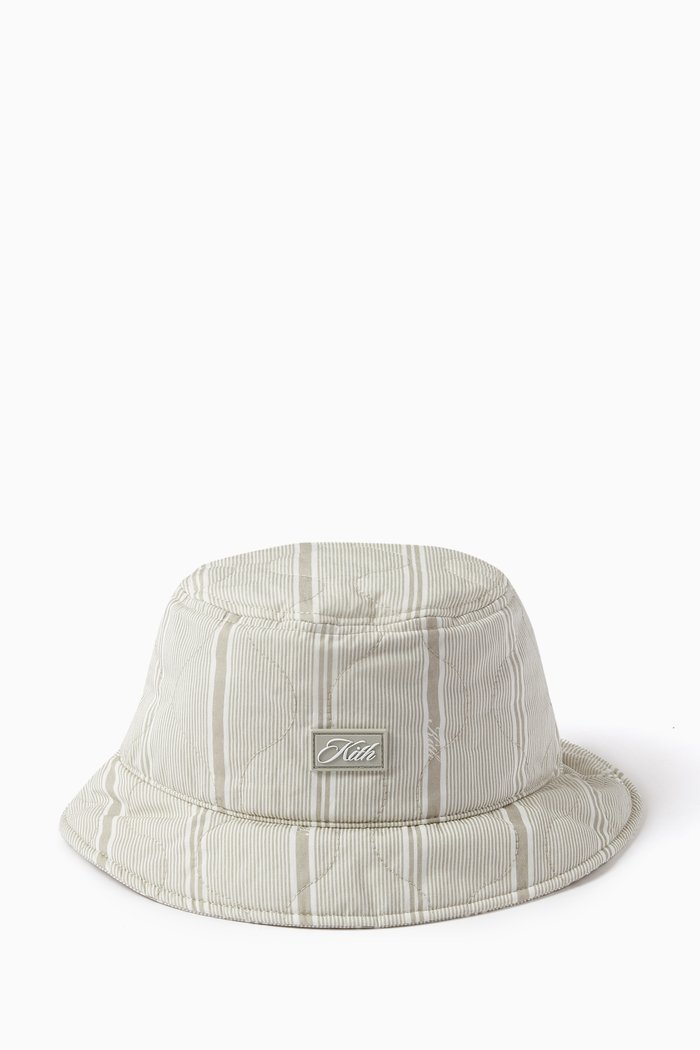 

Quilted Logo-patch Bucket Hat in Cotton, Grey