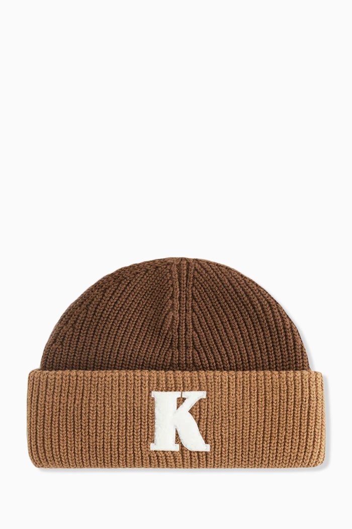 

Baby Two-tone Beanie Hat in Cotton-knit, Grey