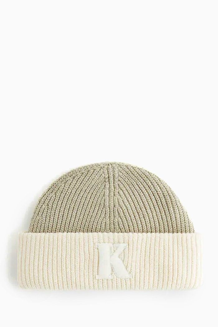 

Baby Two-tone Beanie Hat in Cotton-knit, Grey