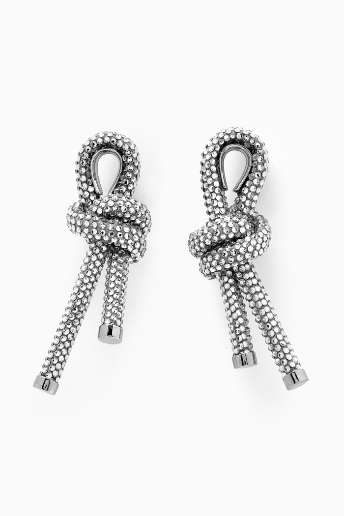Rope Rhinestone Earrings in Brass, Silver