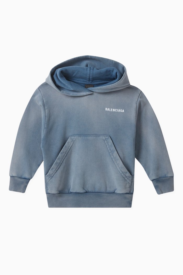

Logo Print Hoodie in Cotton-Fleece, Blue