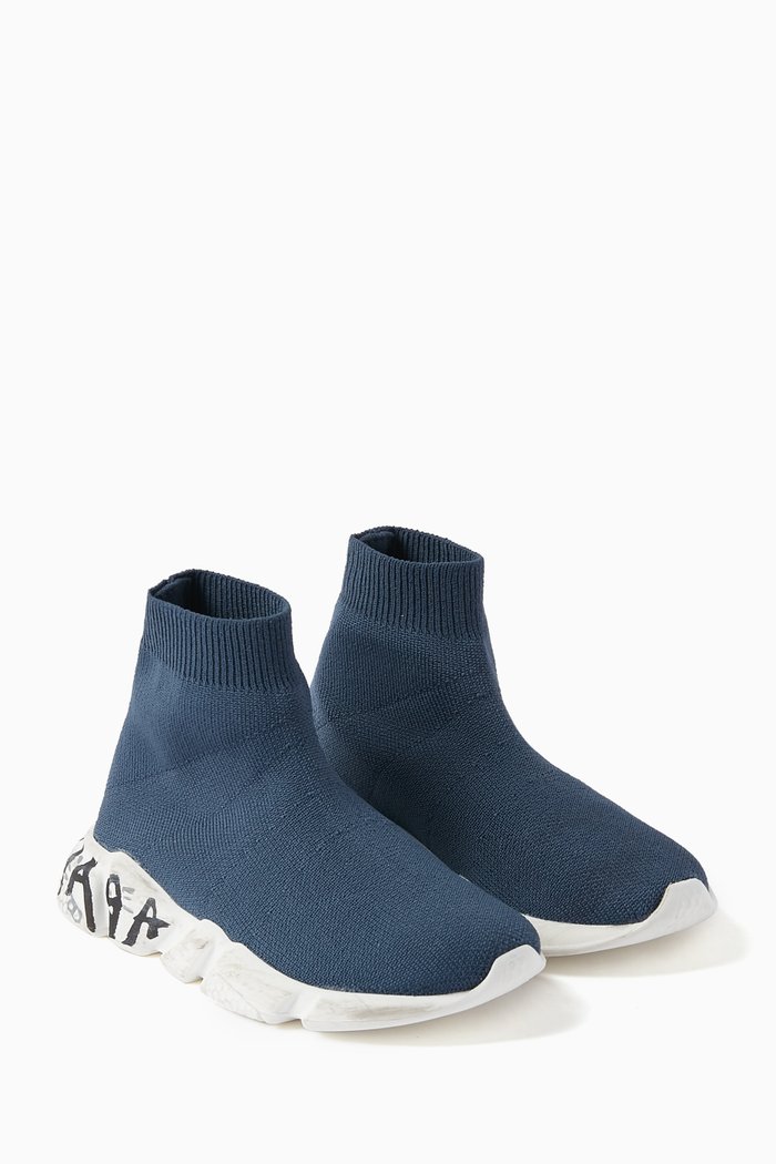 

Speed Graffiti Sneakers in Recycled Knit, Blue