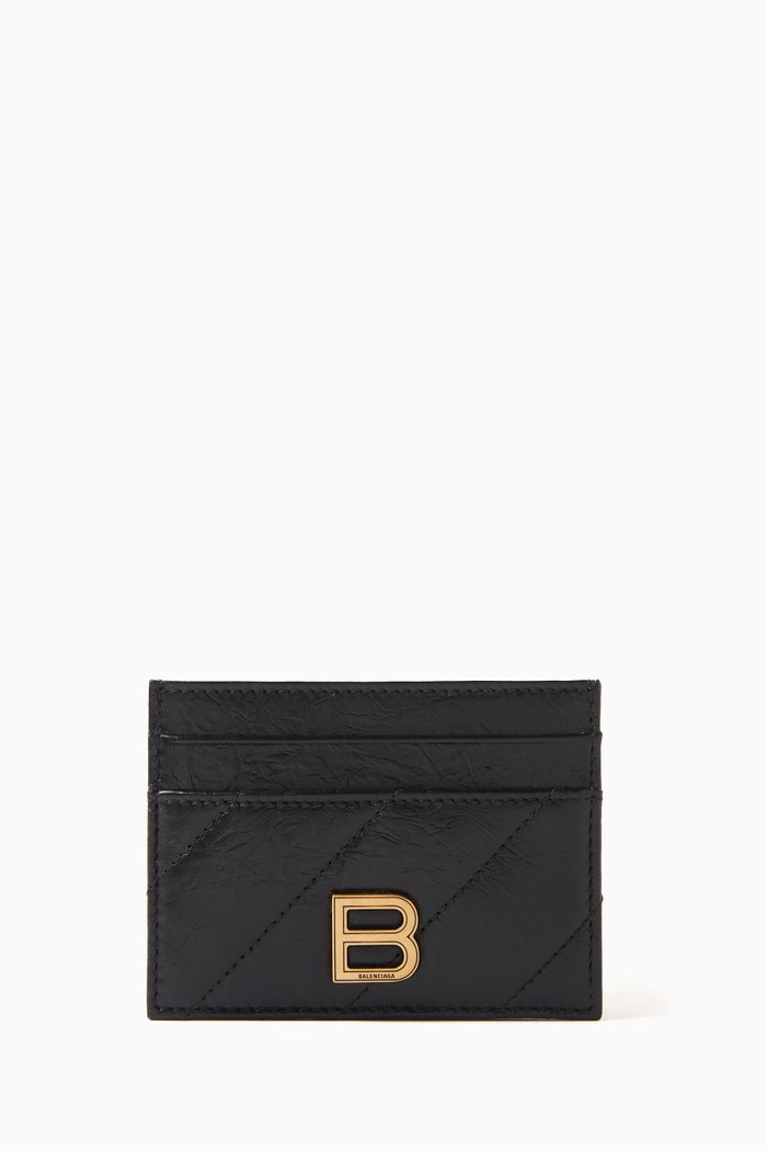 

Crush Card Holder in Quilted Leather, Black