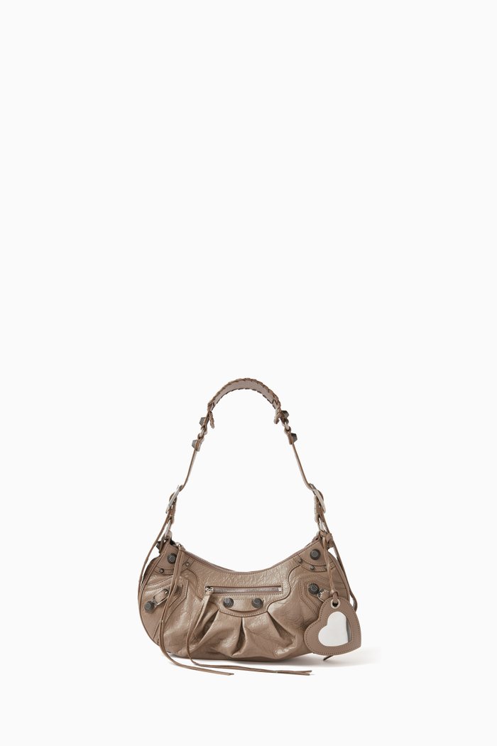 

Small Le Cagole Shoulder Bag in Arena Lambskin, Grey