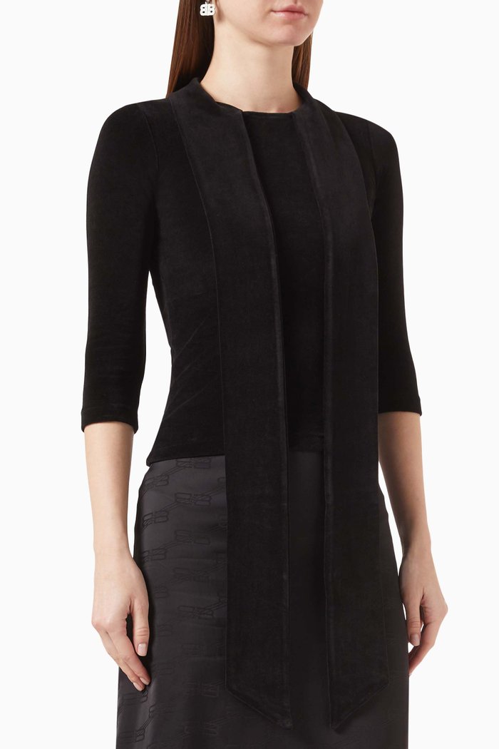 

Scarf Turtleneck Sweater in Cotton-jersey, Black