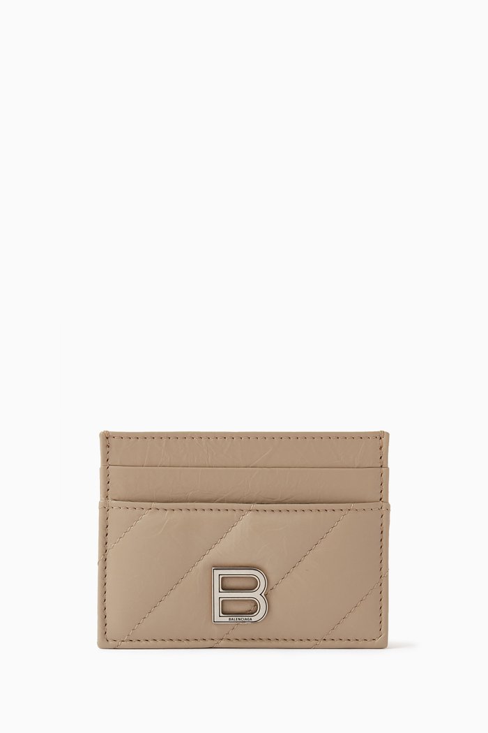 

Crush Card Holder in Quilted Leather, Brown