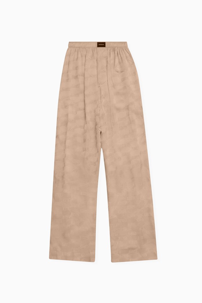 

Unisex BB Monogram Loose Pyjama Pants in Satin-jacquard, Neutral