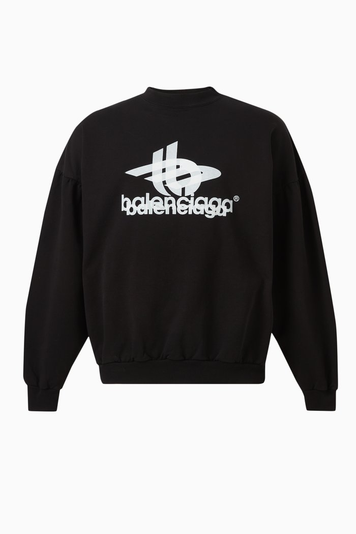 

Layered Sports Oversized Sweatshirt in Cotton-fleece, Black
