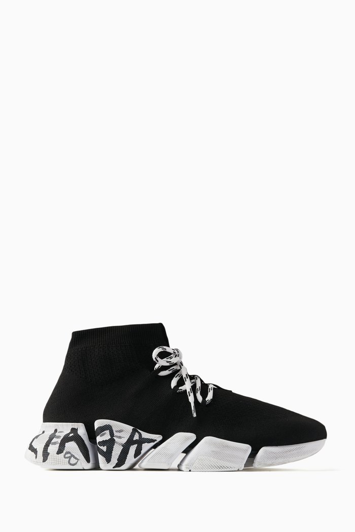 

Speed 2.0 Graffiti Lace-up Sneakers in Recycled Knit, Black
