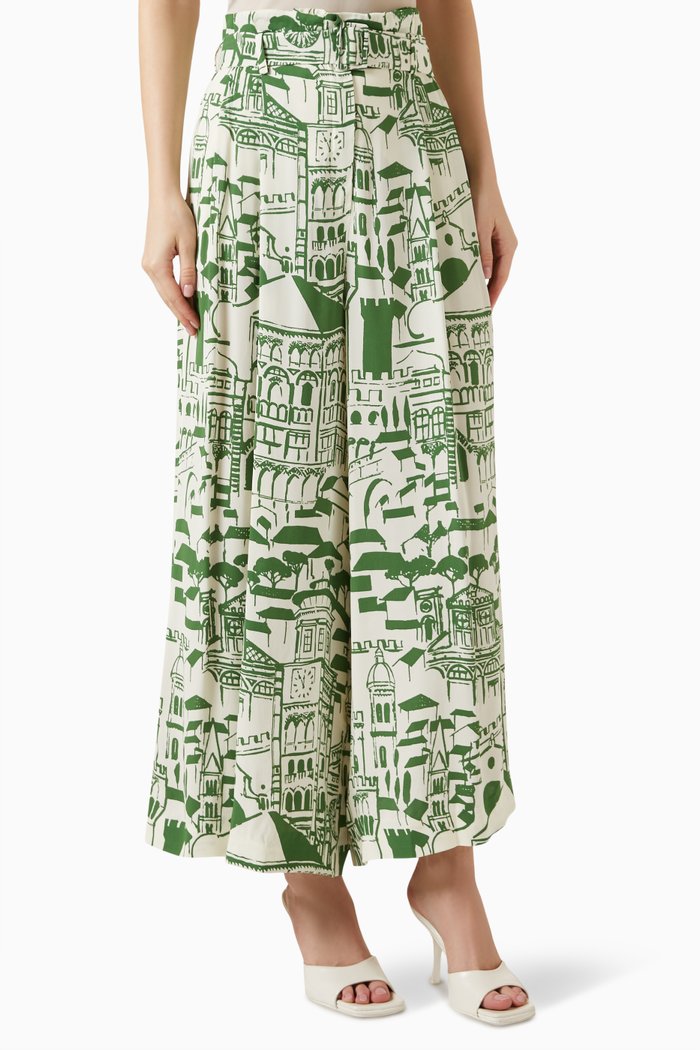 

Phebe Printed Pants in Georgette, Green