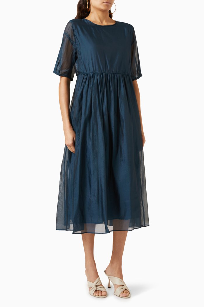 

Fatoso Midi Dress in Silk-blend Organza, Blue