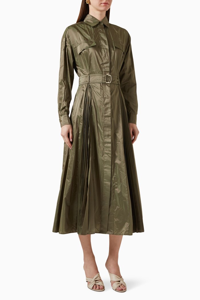 

Fungo Shirt Dress in Silk-blend, Green