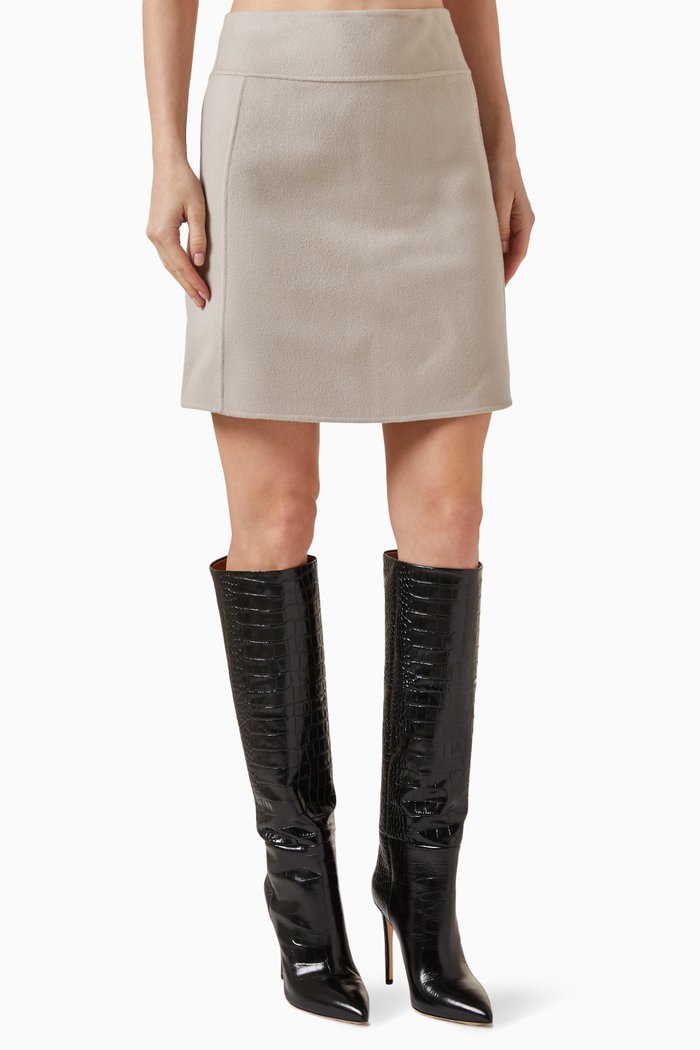 

Ali Mini Skirt in Wool, Neutral