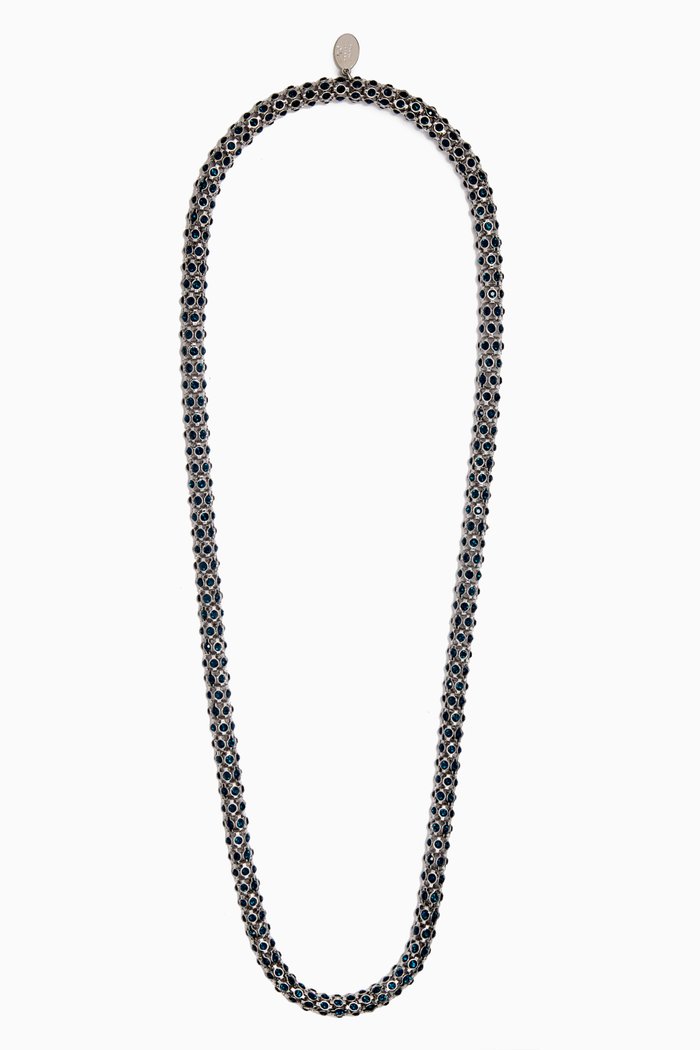 

Querce Long Necklace in Metal, Blue