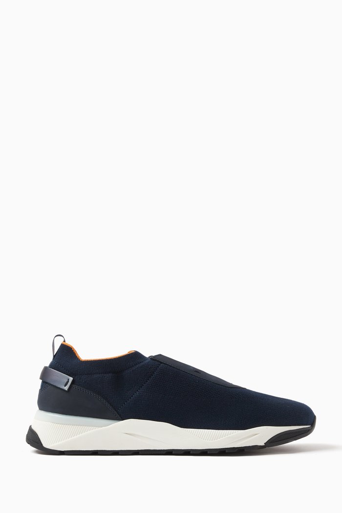 

Flin Low-top Sock Sneakers in Stretch-knit & Nubuck, Blue