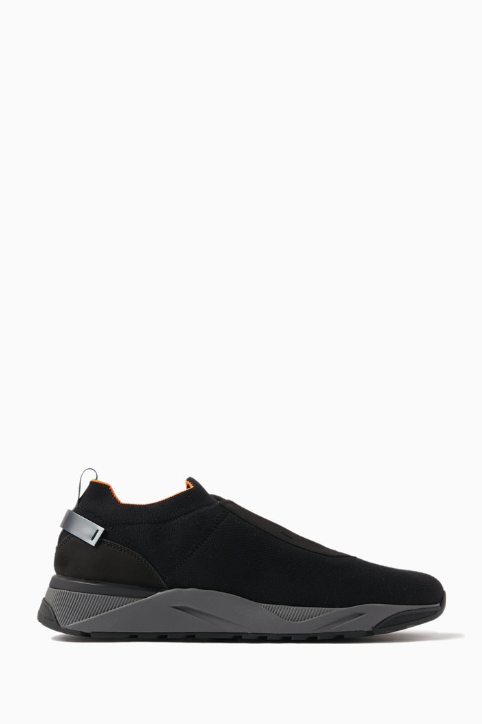 

Detector Low-top Sock Sneakers in Stretch-knit & Nubuck, Black